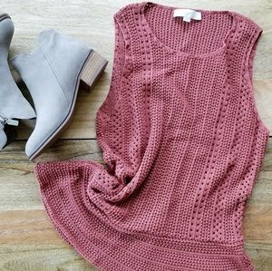 LOFT Sleeveless Crochet Peplum Top